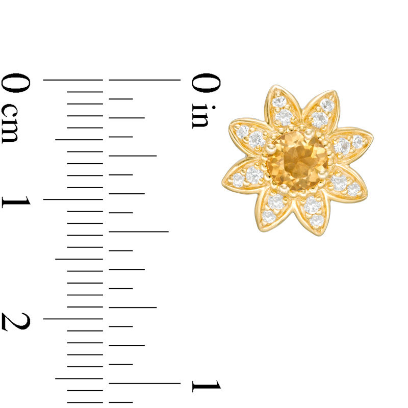 Main Image 2 of 5.0mm Citrine and White Sapphire Sunflower Stud Earrings in 10K Gold