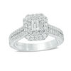 Thumbnail Image 0 of Vera Wang Love Collection 1 CT. T.W. Emerald-Cut Diamond Double Frame Engagement Ring in 14K White Gold