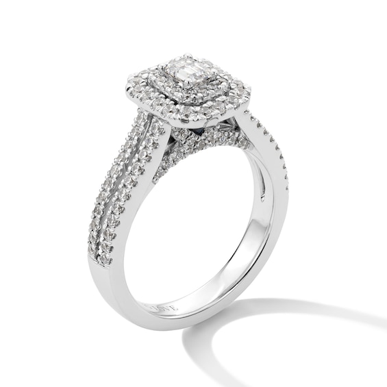Vera Wang Love Collection 1 CT. T.w. Emerald-Cut Diamond Double Frame Engagement Ring 14K White Gold
