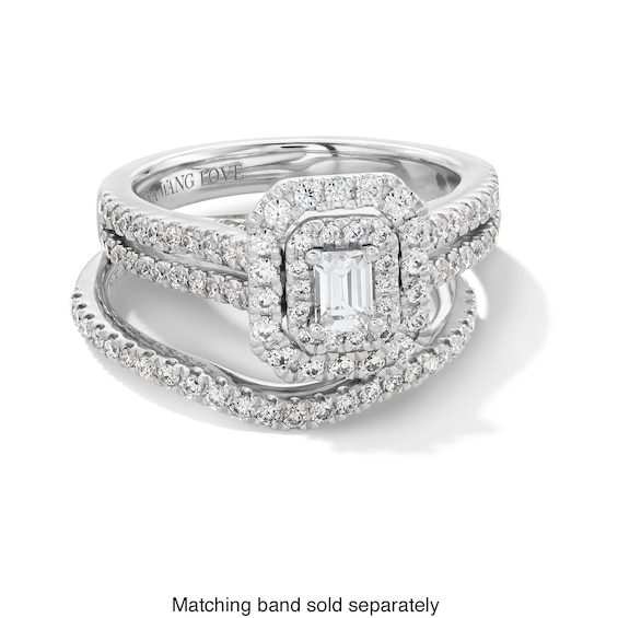 Vera Wang Love Collection 1 CT. T.w. Emerald-Cut Diamond Double Frame Engagement Ring 14K White Gold