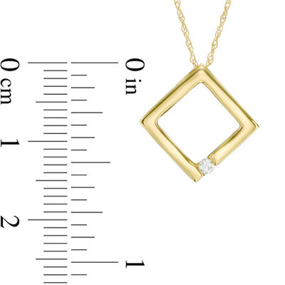 Diamond Accent Titled Square Pendant in 10k White or Yellow Gold