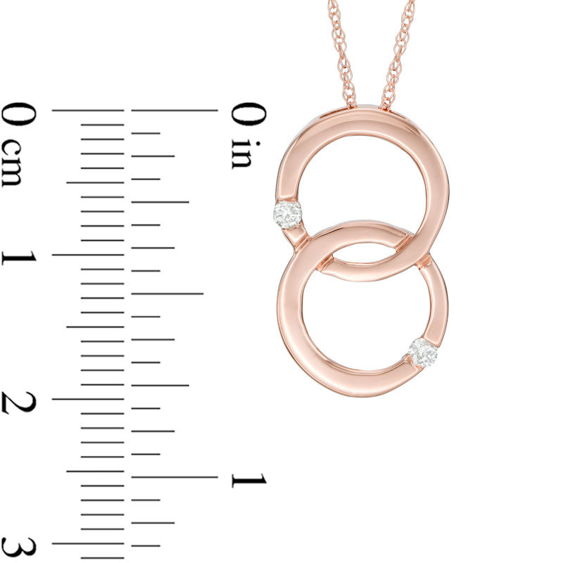 Diamond Accent Double Interlocking Circles Pendant in 10K Rose