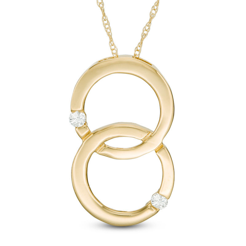 Diamond Accent Double Interlocking Circles Pendant in 10K Gold