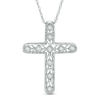 Thumbnail Image 1 of Diamond Accent Vintage-Style Chevron Cross Pendant in 10K White Gold