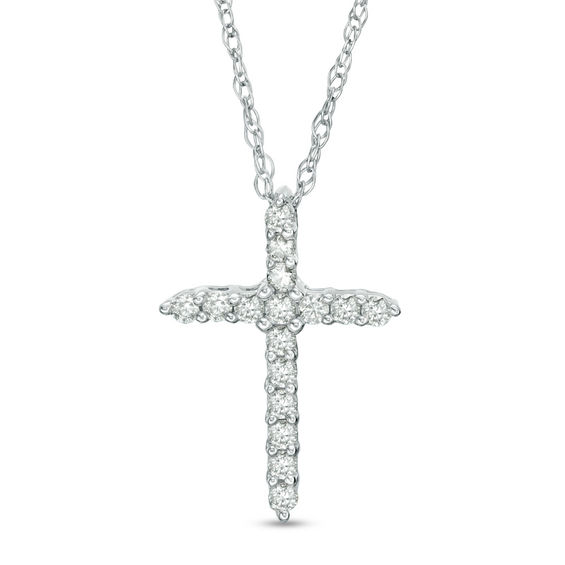 1/8 CT. T.w. Diamond Cross Pendant in 10K White Gold