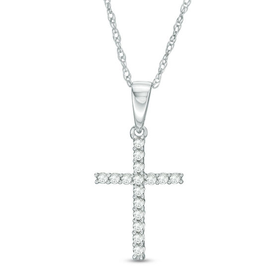 1/10 CT. T.w. Diamond Cross Pendant in 10K White Gold