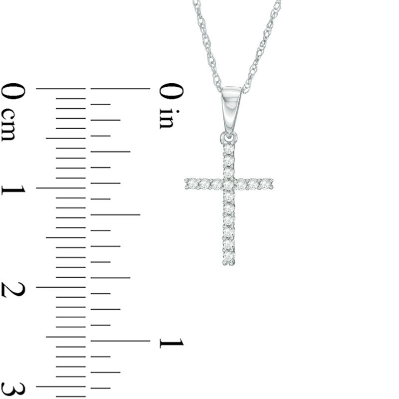 1/10 CT. T.W. Diamond Cross Pendant in 10K White Gold