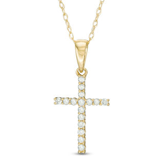 1/10 CT. T.W. Diamond Cross Pendant in 10K Gold