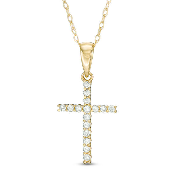 1/10 CT. T.w. Diamond Cross Pendant in 10K Gold