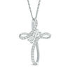 Thumbnail Image 1 of Ever Us® 1/2 CT. T.W. Diamond Two-Stone Bypass Cross Pendant in 14K White Gold - 19&quot;
