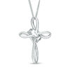 Thumbnail Image 2 of Ever Us® 1/2 CT. T.W. Diamond Two-Stone Bypass Cross Pendant in 14K White Gold - 19&quot;