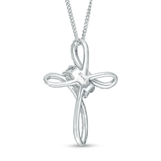 Ever Us® 1/2 CT. T.w. Diamond Two-Stone Bypass Cross Pendant in 14K White Gold - 19"