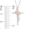 Thumbnail Image 3 of Ever Us® 1/3 CT. T.W. Diamond Two-Stone Swirl Cross Pendant in 14K Two-Tone Gold - 19"