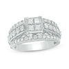 Thumbnail Image 1 of 2 CT. T.W. Quad Princess-Cut Diamond Three Row Engagement Ring in 14K White Gold