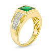 Thumbnail Image 1 of Men's 8.0mm Square-Cut Lab-Created Emerald and 1/8 CT. T.W. Diamond Ring in 10K Gold