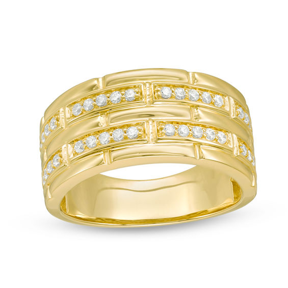 1/2 CT. T.w. Diamond Brick-Pattern Ring in 10K Gold