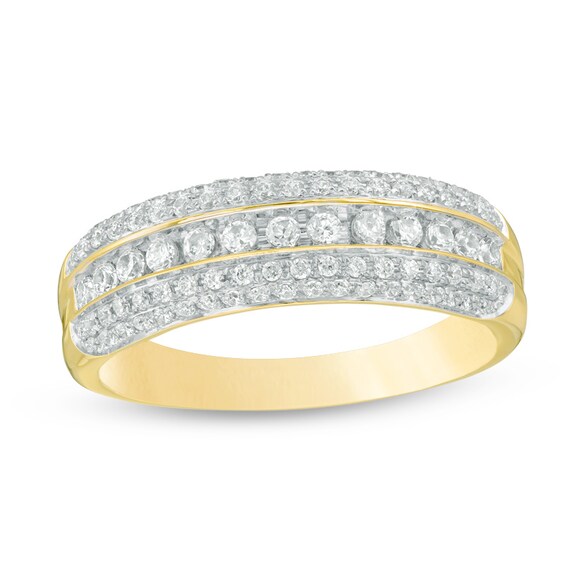 1/2 CT. T.w. Diamond Three Row Anniversary Band in 14K Gold