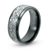 Thumbnail Image 2 of 8.0mm Crackle-Pattern Comfort Fit Wedding Band in Black Titanium and Tantalum - Size 10