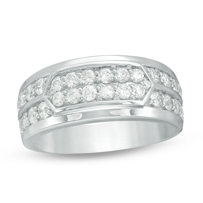 Main Image 1 of 1-1/2 CT. T.W. Diamond Elongated Hexagon Ring in 10K White Gold