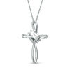 Thumbnail Image 2 of Ever Us® 1/4 CT. T.W. Diamond Two-Stone Bypass Cross Pendant in 14K White Gold - 19"