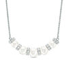 Thumbnail Image 1 of 6.0-8.0mm Freshwater Cultured Pearl and Lab-Created White Sapphire Bolo Necklace in Sterling Silver-26"