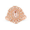 Thumbnail Image 0 of Oval Morganite and 1/5 CT. T.W. Diamond Art Deco Frame Ring in 10K Rose Gold