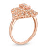 Thumbnail Image 1 of Oval Morganite and 1/5 CT. T.W. Diamond Art Deco Frame Ring in 10K Rose Gold