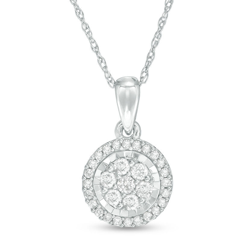 Main Image 1 of 1/4 CT. T.W. Composite Diamond Frame Pendant in 10K White Gold