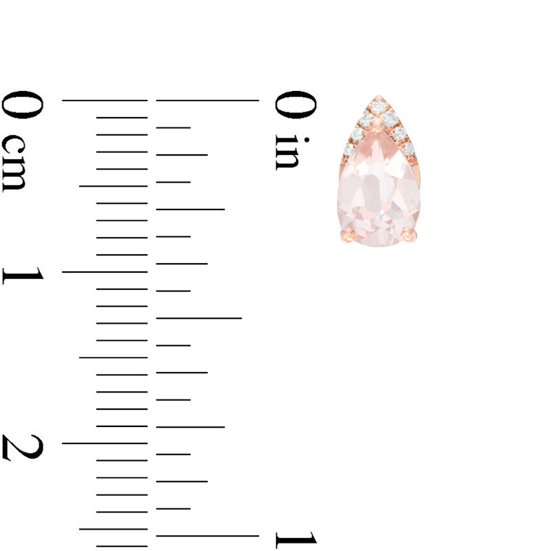 Main Image 2 of Pear-Shaped Morganite and Diamond Accent Stud Earrings in 10K Rose Gold