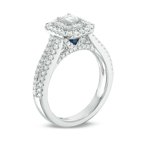 Vera Wang Love Collection 1 CT. T.w. Emerald-Cut Diamond Double Frame Engagement Ring in 14K White Gold