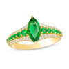 Thumbnail Image 0 of Marquise Lab-Created Emerald and White Sapphire Ring in 10K Gold