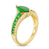 Thumbnail Image 2 of Marquise Lab-Created Emerald and White Sapphire Ring in 10K Gold