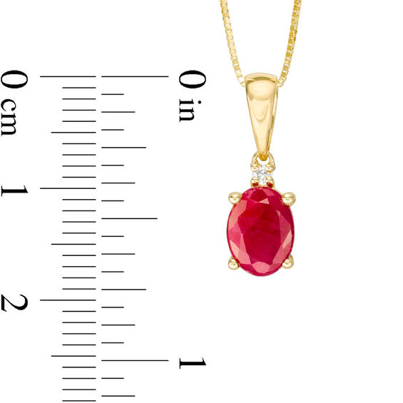 Oval Ruby and Diamond Accent Pendant in 10K Gold