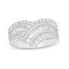 Thumbnail Image 1 of 1 CT. T.W. Baguette and Round Diamond Chevron Ring in 10K White Gold