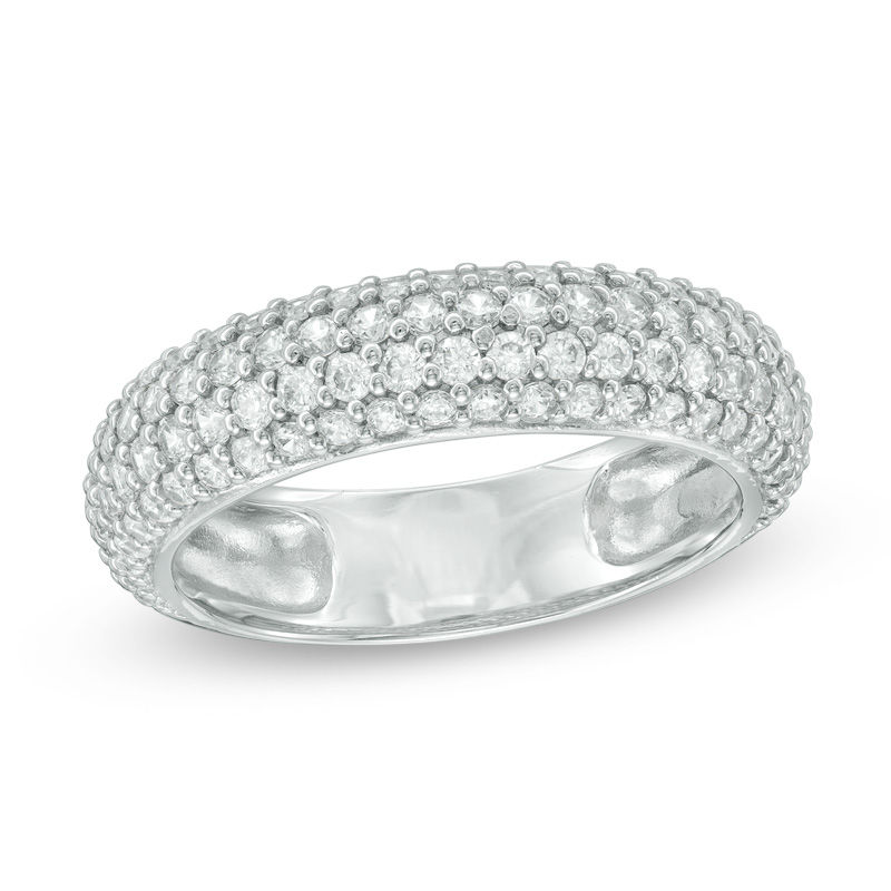 Main Image 1 of Lab-Created White Sapphire Multi-Row Band in Sterling Silver