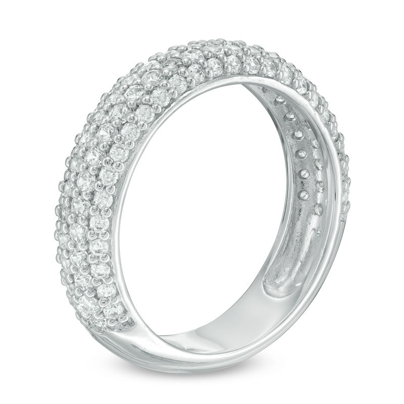 Lab-Created White Sapphire Multi-Row Band in Sterling Silver