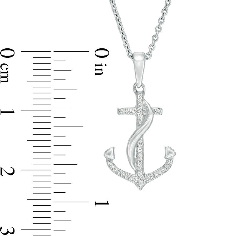 Sterling and Sapphire Anchor Necklace - Small