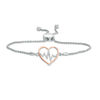 Thumbnail Image 1 of 1/10 CT. T.W. Diamond Heartbeat Bolo Bracelet in Sterling Silver and 10K Rose Gold - 9.5"