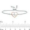 Thumbnail Image 2 of 1/10 CT. T.W. Diamond Heartbeat Bolo Bracelet in Sterling Silver and 10K Rose Gold - 9.5"