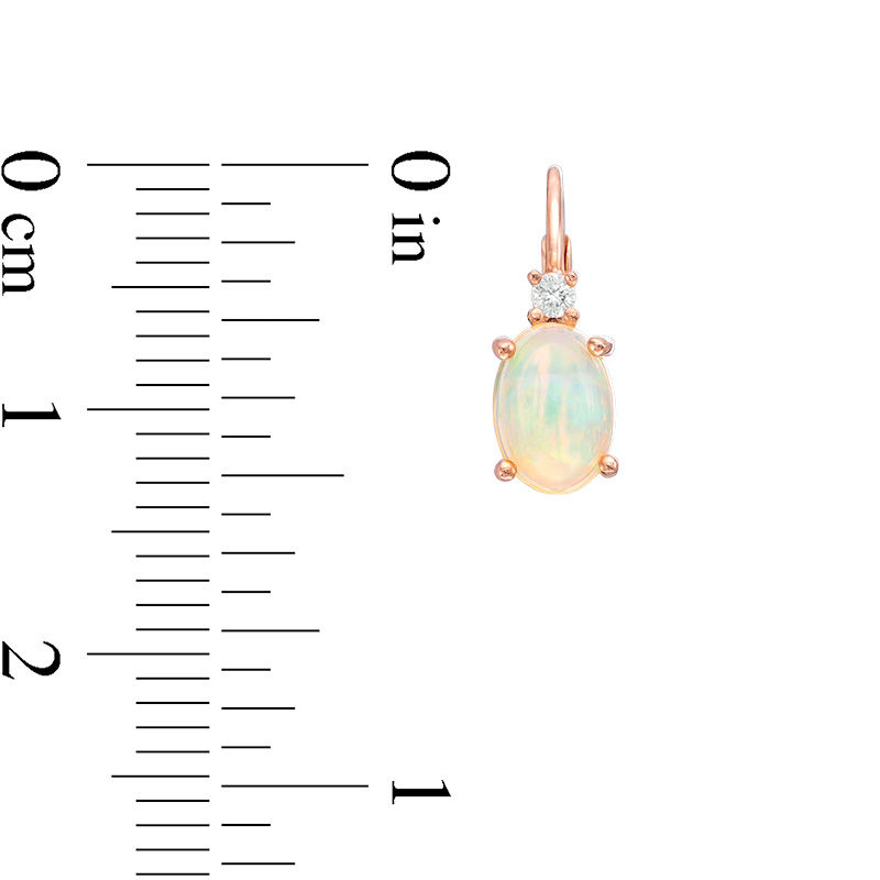Main Image 2 of Oval Opal and Diamond Accent Drop Earrings in 10K Rose Gold