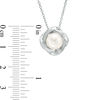 Thumbnail Image 2 of 8.0mm Freshwater Cultured Pearl and Lab-Created White Sapphire Love Knot Pendant in Sterling Silver