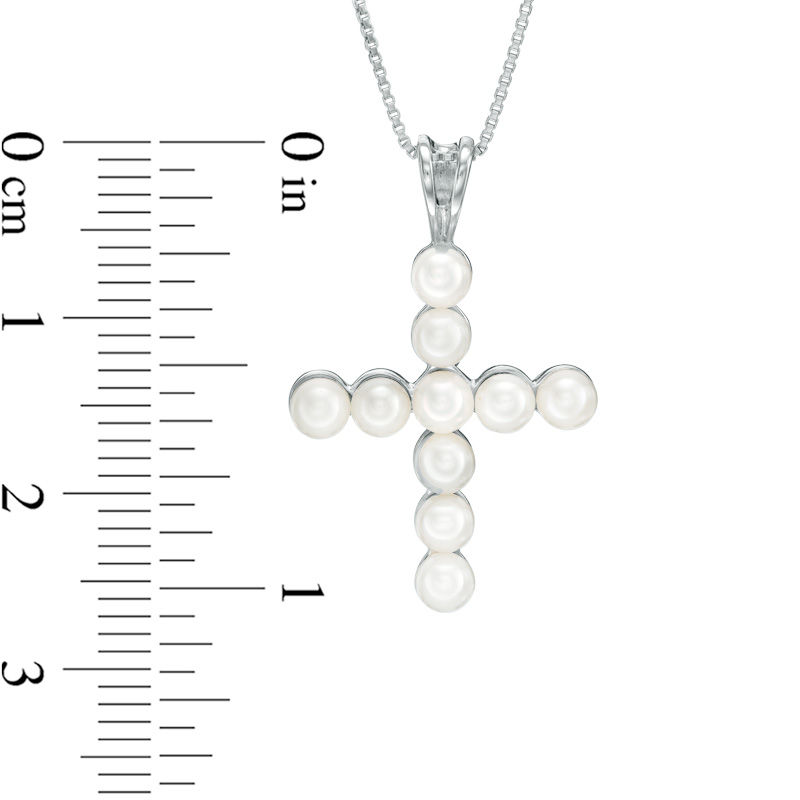 3.0-3.5mm Cultured Freshwater Pearl Cross Pendant in Sterling Silver