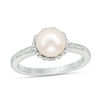 Thumbnail Image 1 of Vera Wang Love Collection 7.5-8.0mm Freshwater Cultured Pearl and Diamond Accent Ring in Sterling Silver