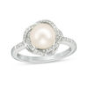 Thumbnail Image 1 of Vera Wang Love Collection 8.0-8.5mm Freshwater Cultured Pearl 1/8 CT. T.W. Diamond Ring in Sterling Silver