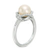 Thumbnail Image 1 of Vera Wang Love Collection 8.0-8.5mm Freshwater Cultured Pearl 1/8 CT. T.W. Diamond Ring in Sterling Silver