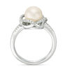 Thumbnail Image 3 of Vera Wang Love Collection 8.0-8.5mm Freshwater Cultured Pearl 1/8 CT. T.W. Diamond Ring in Sterling Silver