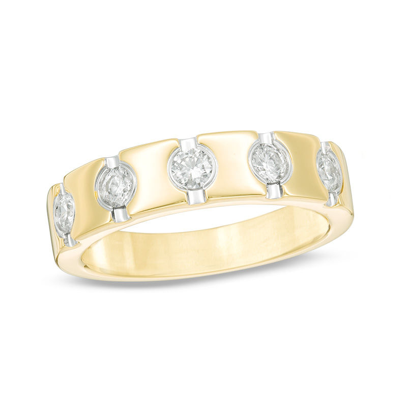 Main Image 1 of 1/2 CT. T.W. Diamond Five Stone Station Anniversary Band in 14K Gold