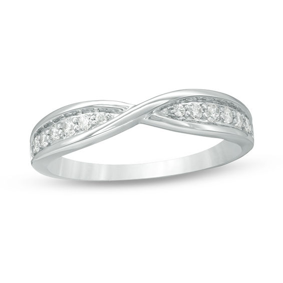 1/5 CT. T.w. Diamond Criss-Cross Anniversary Band in 10K White Gold
