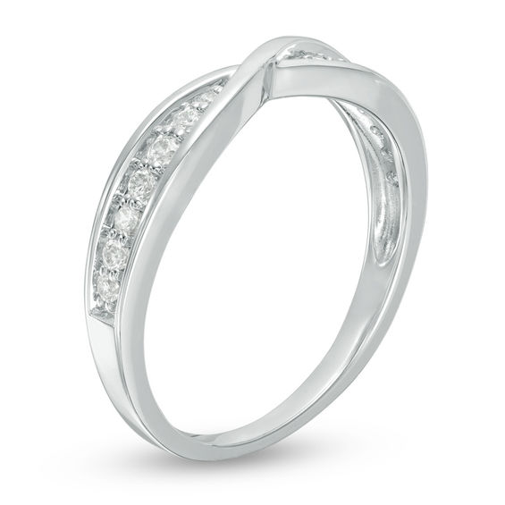 1/5 CT. T.w. Diamond Criss-Cross Anniversary Band in 10K White Gold