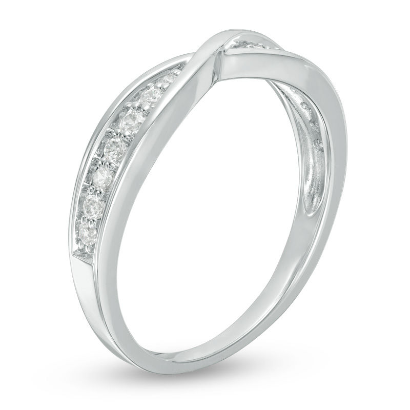 Main Image 2 of 1/5 CT. T.W. Diamond Criss-Cross Anniversary Band in 10K White Gold